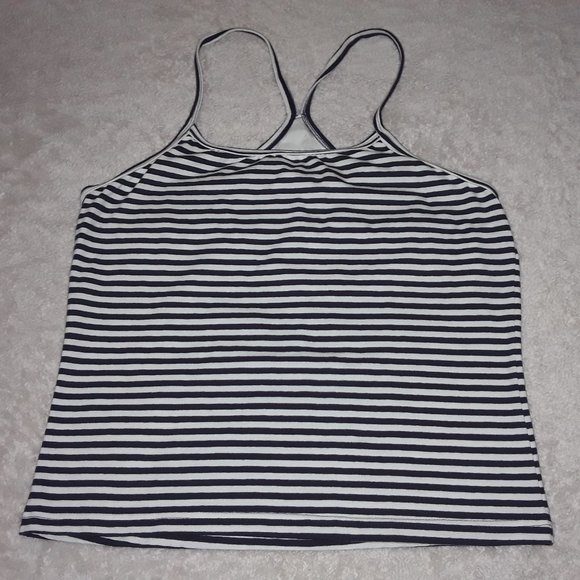 Black and White Striped Sleeveless Pull Over Top - Picture 1 of 3